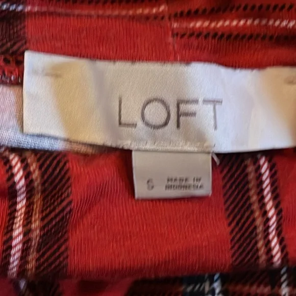 Loft Red Plaid Turtleneck, Size Small - Picture 4 of 5